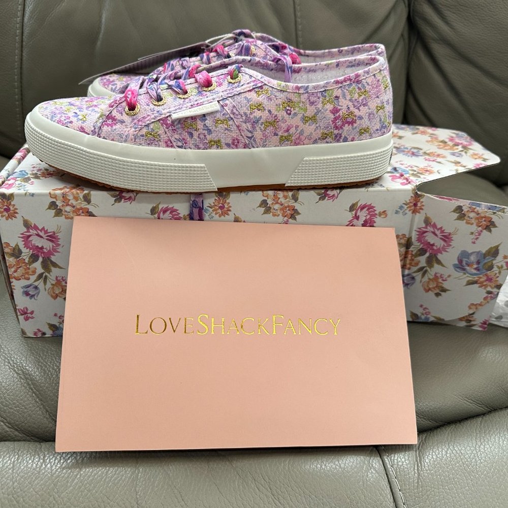 Superga x LoveShackFancy Misty Lilac Floral Summer Sneakers NWT size 37 1/2